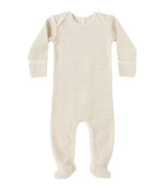 Quincy Mae Baby Footie - Oat Micro Stripe