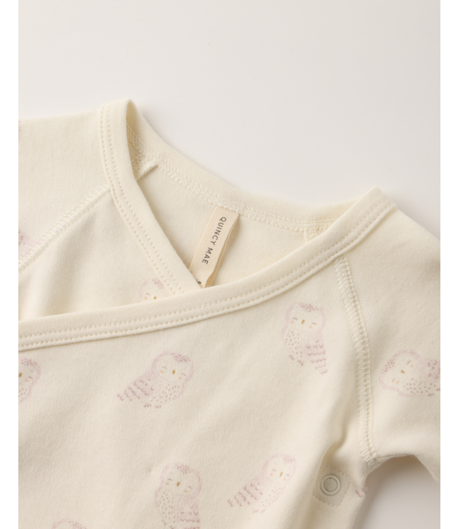 Quincy Mae Side Snap Bodysuit Set- Snow Owls