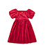 Tea Collection Puff Shoulder Velour Dress - Red Wagon
