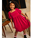 Tea Collection Puff Shoulder Velour Dress - Red Wagon
