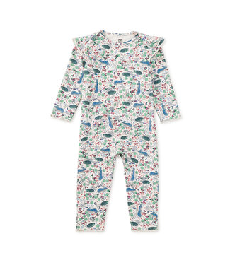 Tea Collection Ruffle Shoulder Baby Romper - Rabbit & Turtle Folktale