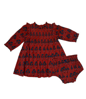 Pink Chicken Jaipur Baby Dress Set - Red Autumn Strawflower