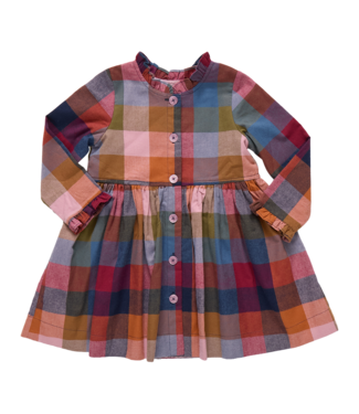 Pink Chicken Autumn Dress - Harvest Check