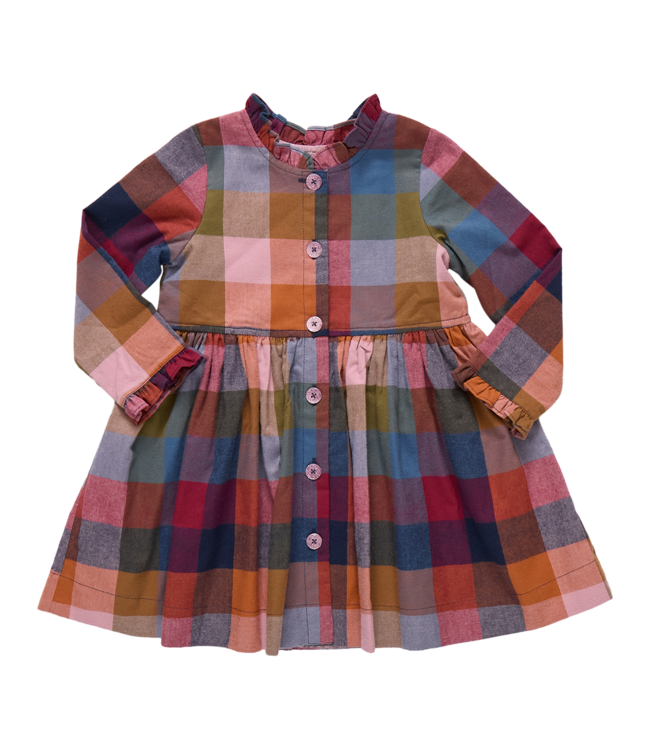 Pink Chicken Autumn Dress - Harvest Check