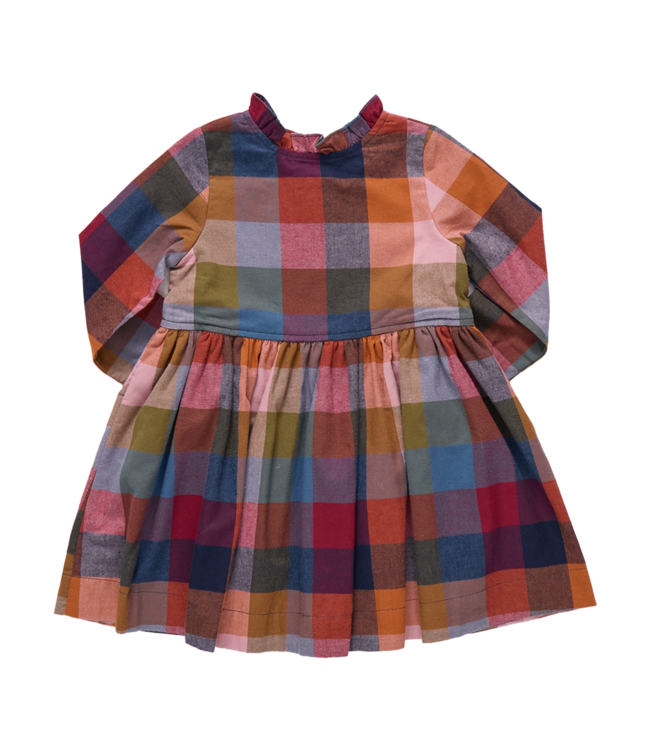 Pink Chicken Autumn Dress - Harvest Check