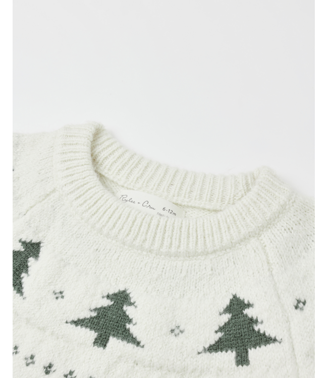 Rylee & Cru Fair Isle Baby Sweater - Trees