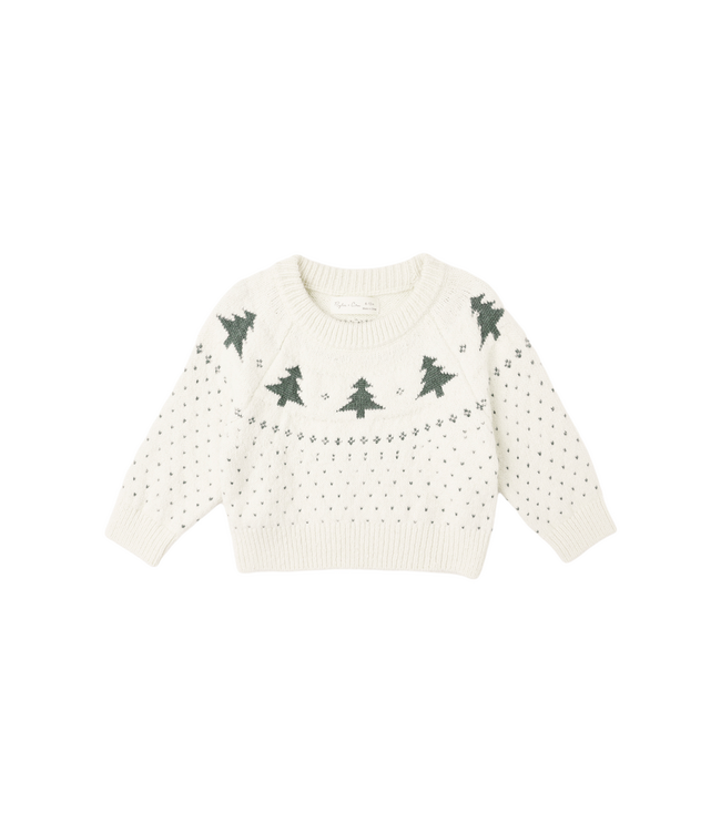 Rylee & Cru Fair Isle Baby Sweater - Trees