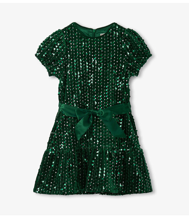 Hatley Green Sequins Velvet Dress