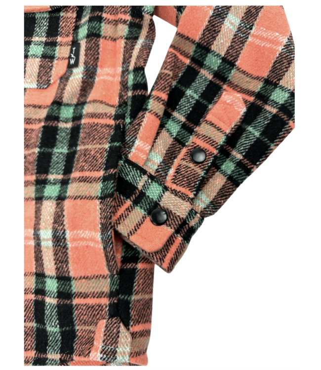 Tiny Whales Coastline Hooded Flannel - Coral