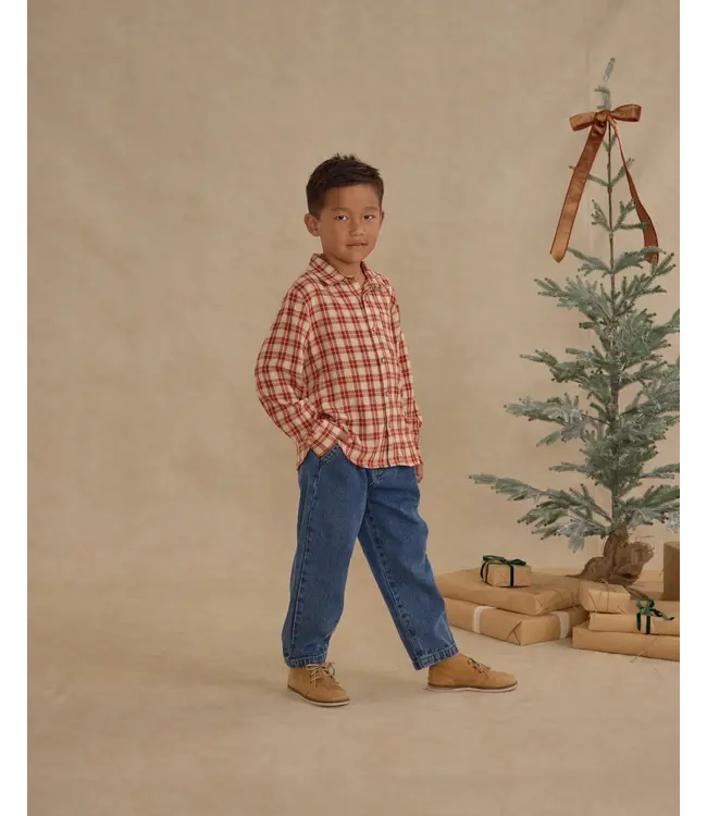 Rylee & Cru Collared Long Sleeve Shirt - Plaid Red