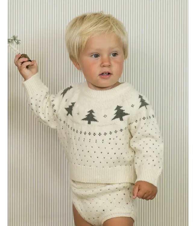 Rylee & Cru Fair Isle Baby Sweater - Trees