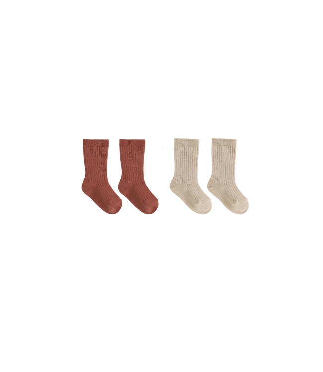Quincy Mae Sock Set - Cranberry & Oat