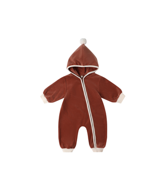 Quincy Mae Velour Zip Jumpsuit - Cranberries