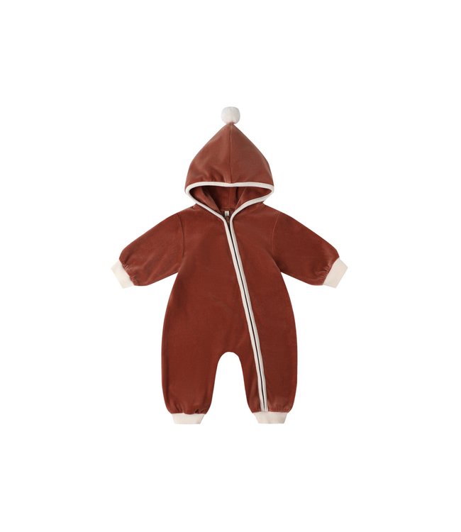 Quincy Mae Velour Zip Jumpsuit - Cranberries