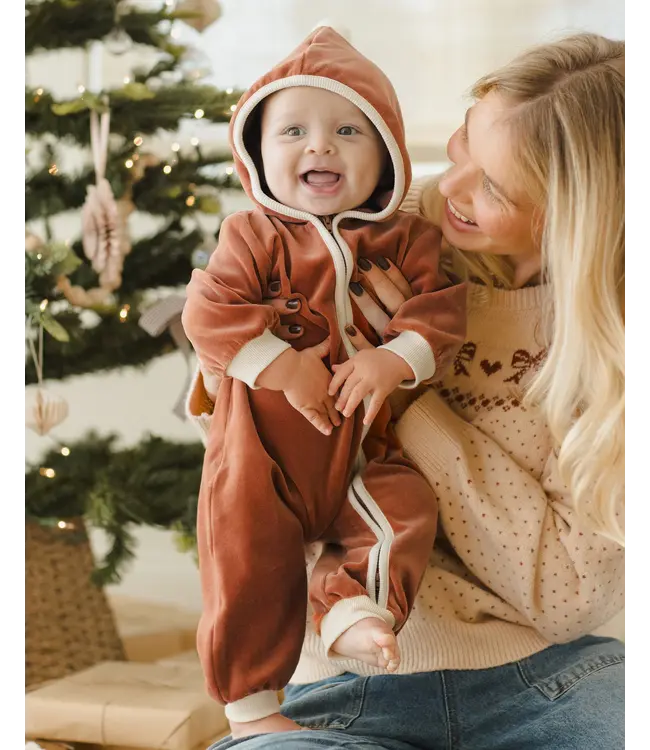 Quincy Mae Velour Zip Jumpsuit - Cranberries