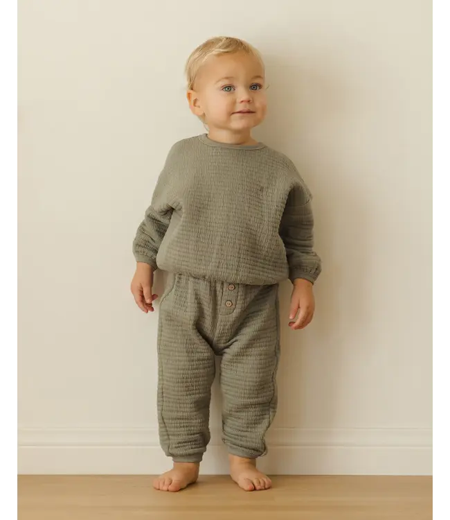 Quincy Mae Textured Sweat Set - Forest