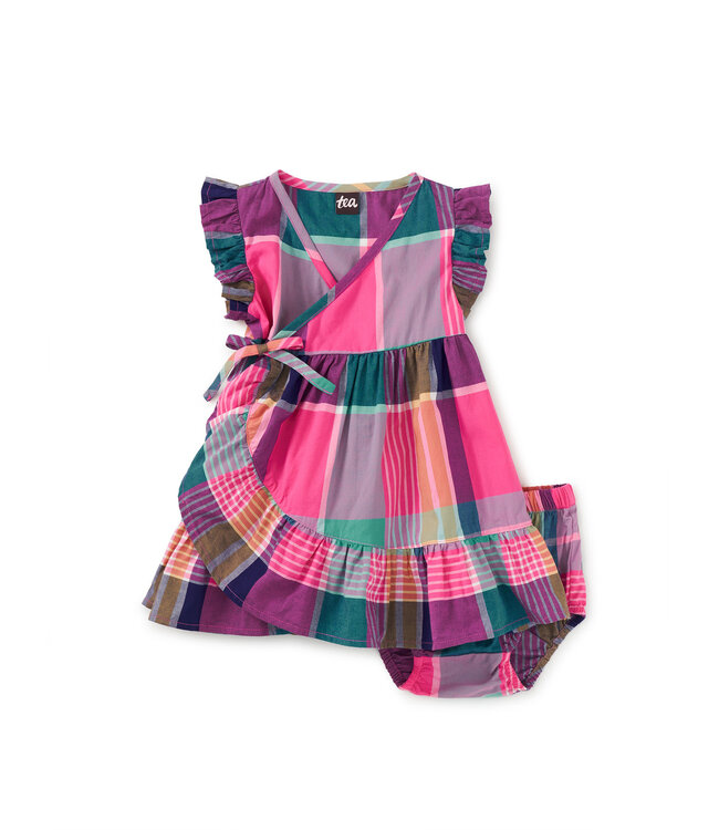 Tea Collection Baby Woven Wrap Dress - Carnival Rainbow Plaid
