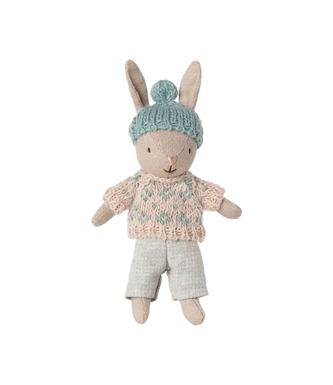 Maileg Winter Rabbit, Micro - Sand - Mint