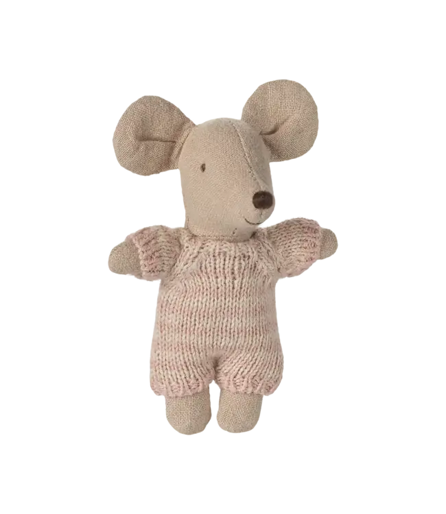 Maileg Baby Mouse in Carry Cot - Rose