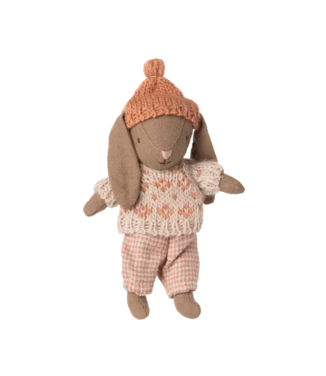 Maileg Winter Bunny, Micro - Brown - Rose