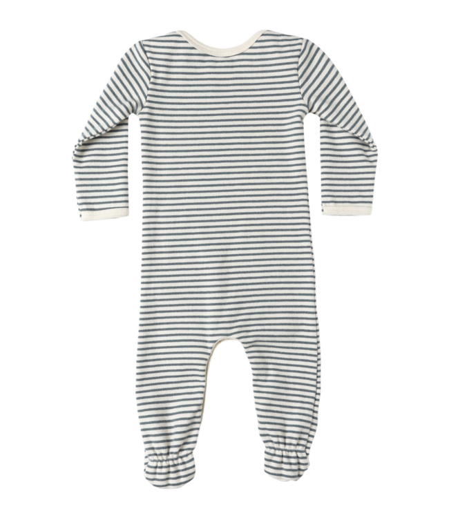 Quincy Mae Baby Footie - Ocean Micro Stripe