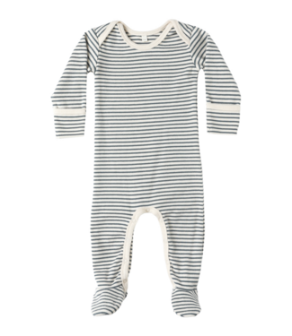 Quincy Mae Baby Footie - Ocean Micro Stripe