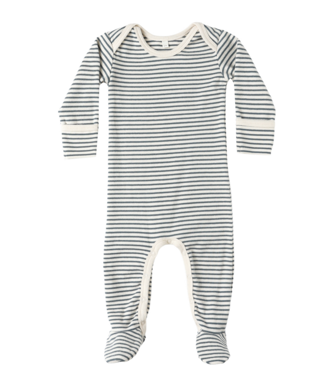 Quincy Mae Baby Footie - Ocean Micro Stripe