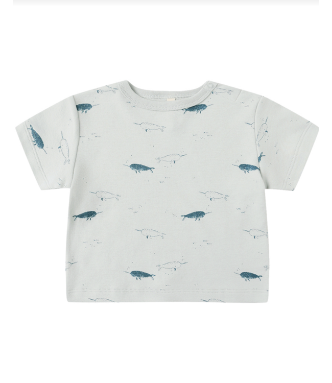Quincy Mae Boxy Baby Tee - Narwhals