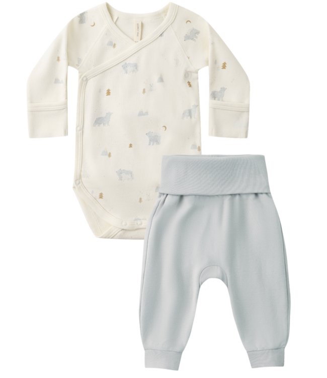 Quincy Mae Side Snap Bodysuit Set- Polar Bears