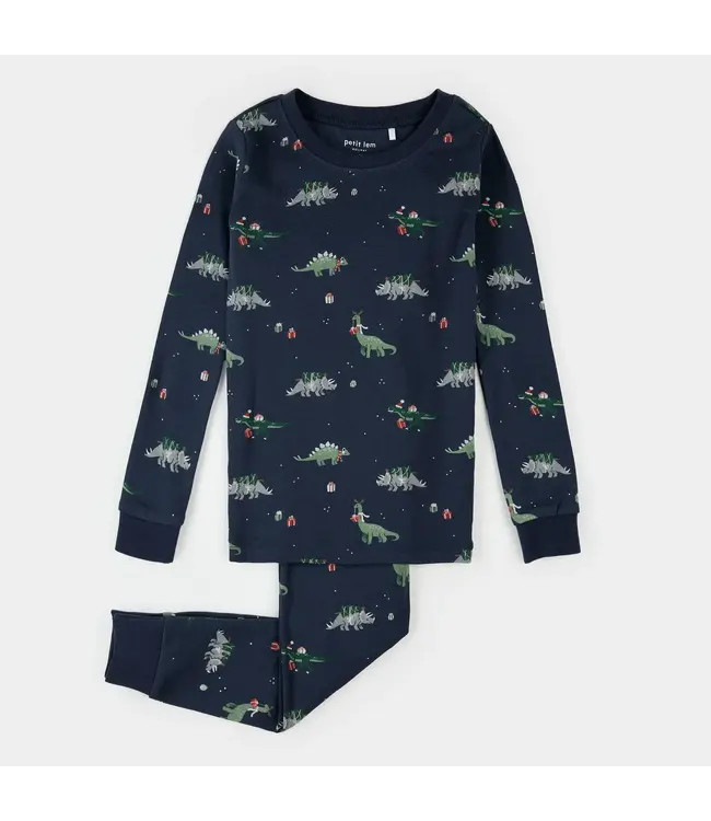 Petit Lem Baby Pajamas - Navy Dinos