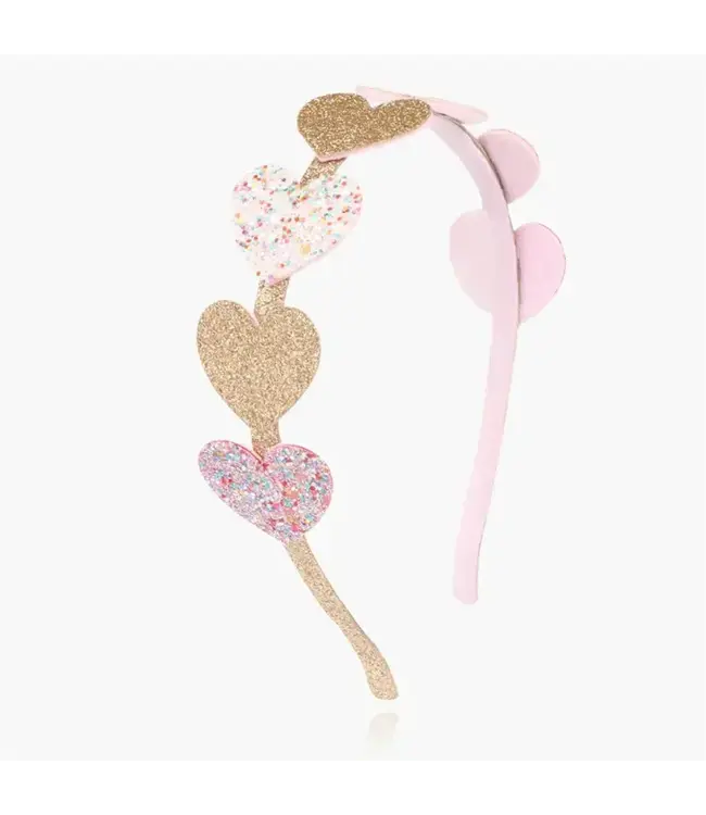 Sparkle Sisters Pink and Gold Heart Headband