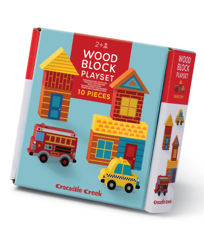 Crocodile Creek Mini Wood Block Playset - Busy CIty