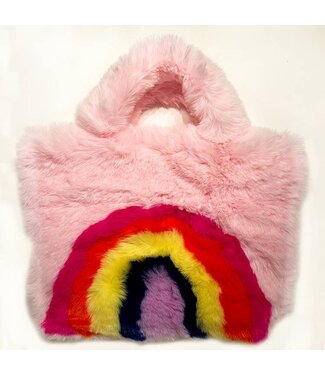 Sparkle Sisters Furry Rainbow Tote - Pink