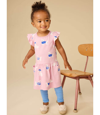 Tea Collection Baby Flutter Sleeve Pocket Dress - Spanish Water Dog