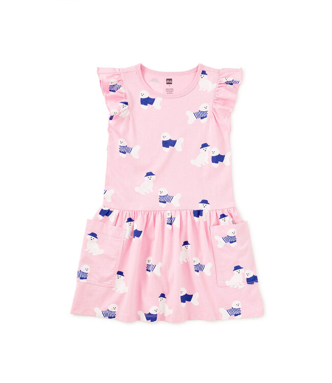 Tea Collection Baby Flutter Sleeve Pocket Dress - Spanish Water Dog