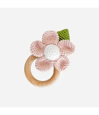 Blueberry Hill Rattle Teether Flower, Pink