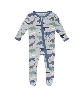 Kickee Pants Footie w/ 2 Way Zipper - Dino Museum