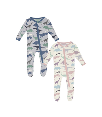 Kickee Pants Footie w/ 2 Way Zipper - Dino Museum