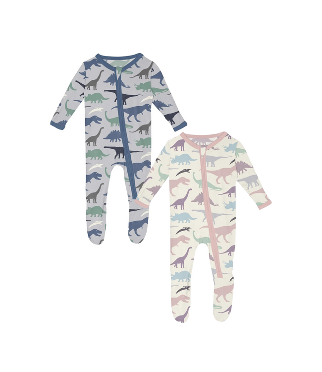 Kickee Pants Footie w/ 2 Way Zipper - Dino Museum