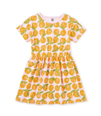 Tea Collection Short Sleeve Twirl Dress - Valencia Orange