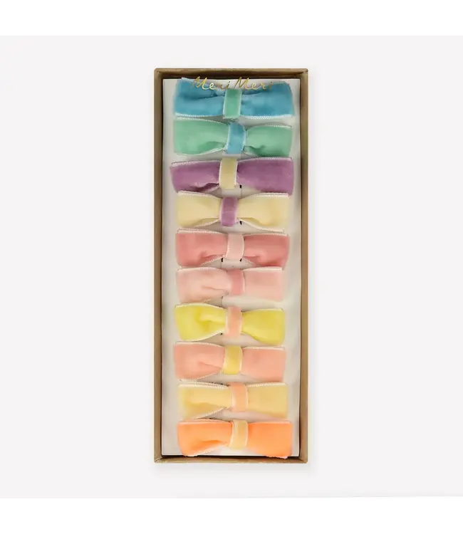 Meri Meri Pastel Velvet Mini Bow Clips