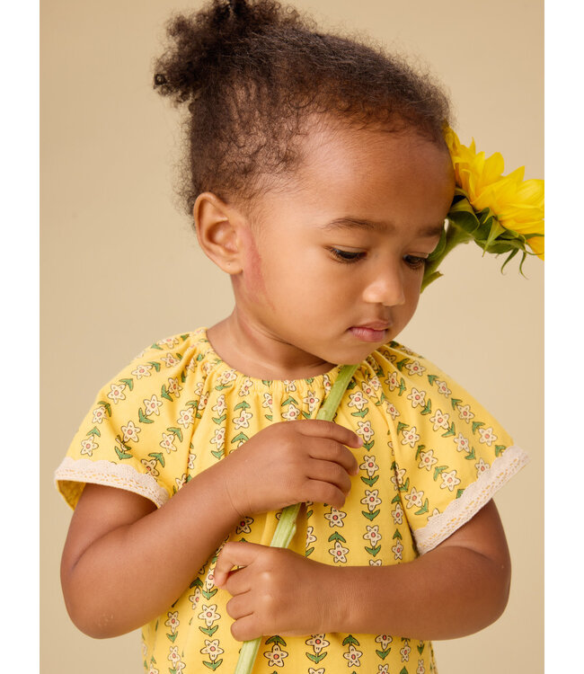 Tea Collection Crochet Trim Baby Set - Vintage Tile