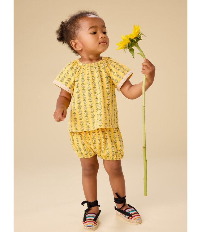 Tea Collection Crochet Trim Baby Set - Vintage Tile