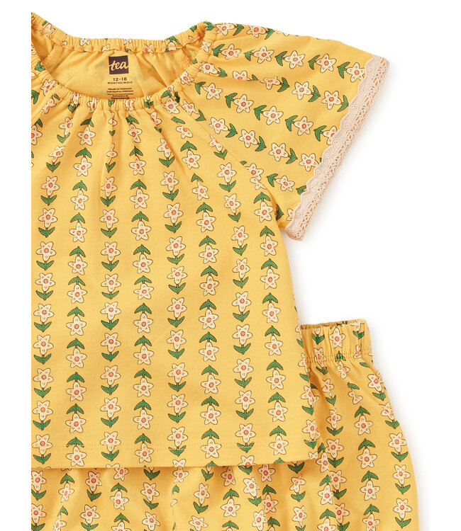 Tea Collection Crochet Trim Baby Set - Vintage Tile