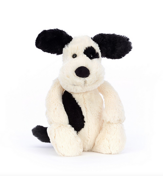 Jellycat Bashful Medium Black and Cream Rufferty Puppy