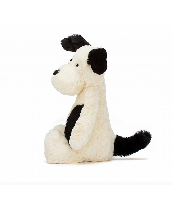 Jellycat Bashful Medium Black and Cream Rufferty Puppy