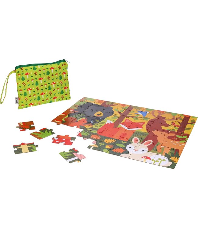 Petit Collage Two-Sided On-The-Go Puzzle - Woodland
