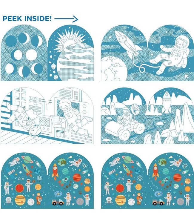 Petit Collage Coloring Book w/Stickers - Outer Space