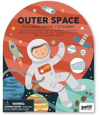 Petit Collage Coloring Book w/Stickers - Outer Space