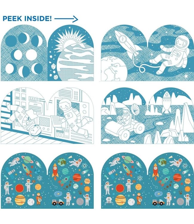 Petit Collage Coloring Book w/Stickers - Outer Space